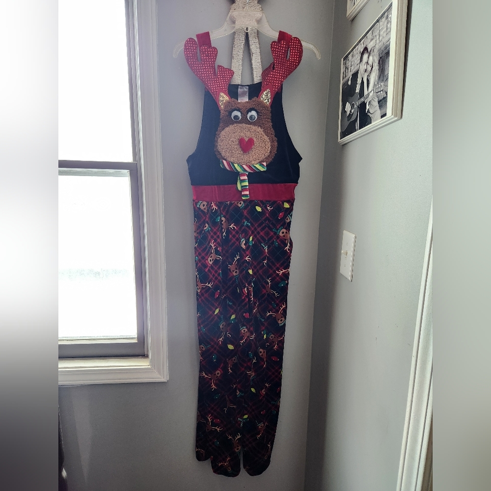 Festive Reindeer Ugly Sweater Christmas Party Holiday Jumpsuit